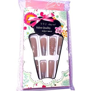 RHINESTONE AND GLITTER LONG COFFIN PRESS ON NAILS